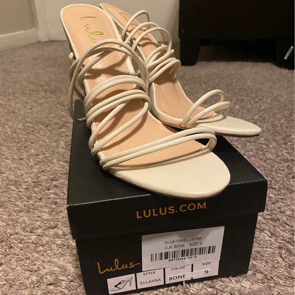 Lulu's Bone Strappy Heeled Sandals